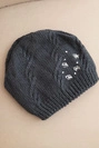 Women's winter wool hat with decorative applications K468 graphite