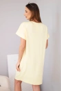 Women's viscose dress with short sleeves and decorative print yellow