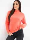 Women's sweater with a turtleneck and long sleeve salmon