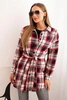Women's flannel checkered shirt with long sleeves red