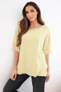 Women's cotton striped short-sleeved blouse yellow