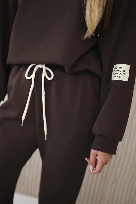Set sweatshirt + pants buttery fabric brown