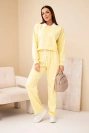 Damen-Set Butter, Bluse mit Kragen und gerade Hose gelb
