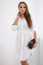 Kleid mit Knopfverschluss und Bindeband in der Taille ecru