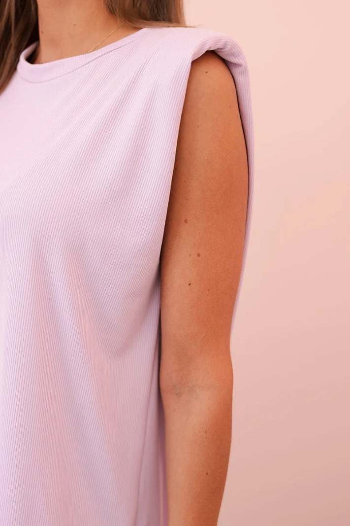 Damen-Set aus Viskose ohne Ärmel und mit geraden Hosen hellviolett