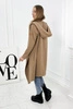 Long cardigan with hood camel