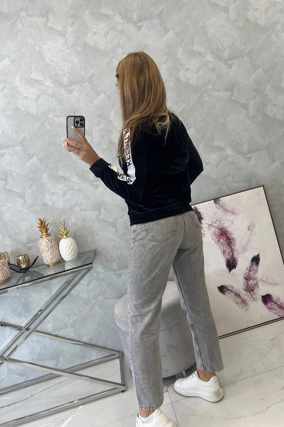 Bluza welurowa z kapturem czarna