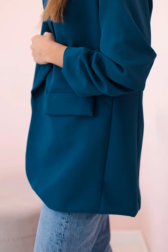 Elegantná bunda s chlopňami tmavozelená