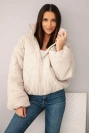 Women's quilted jacket with wide sleeves beige