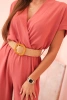 Jumpsuit mit dekorativem Taillengürtel dunkelrosa