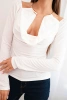 Women's blouse with draped neckline and long sleeves ecru