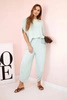 Viscose blouse + pants set dark mint