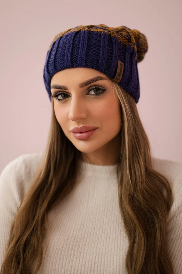 Cap with fleece Milano K203 mustard melange+dark violet