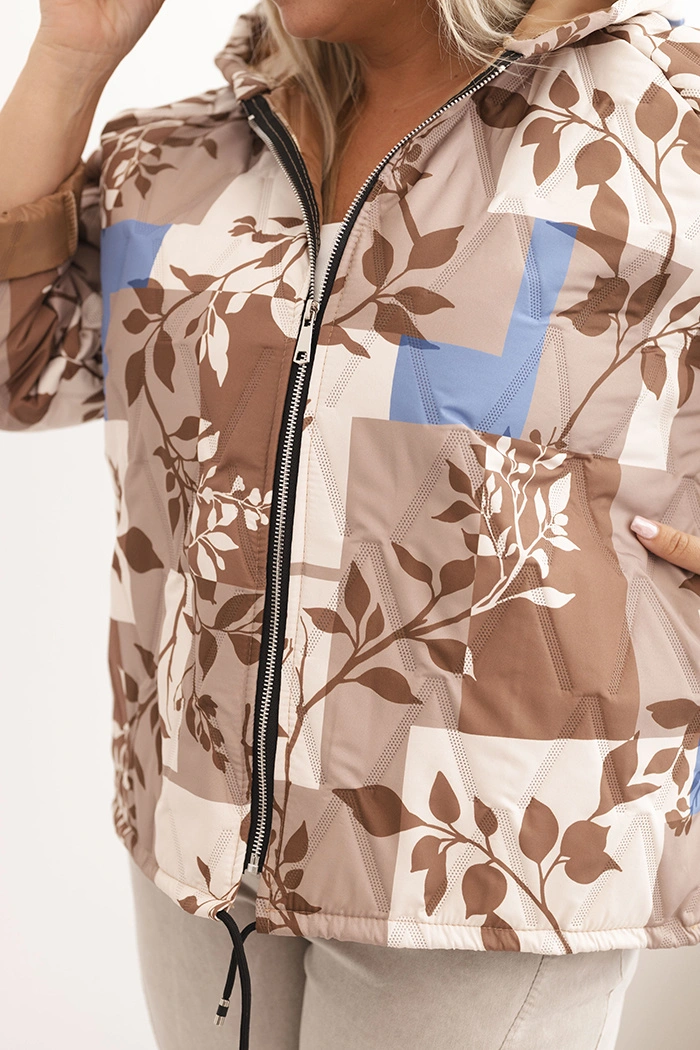 Damenjacke Plus Size mit Kapuze und verlängertem Rücken fango