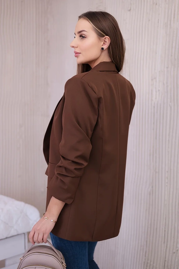 Elegantná bunda s chlopňami čokoláda