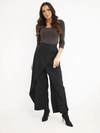 Damenhose aus Viskose mit weitem Bein und Falten schwarz