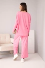Women's set made of viscose with a loose blouse and pants light pink