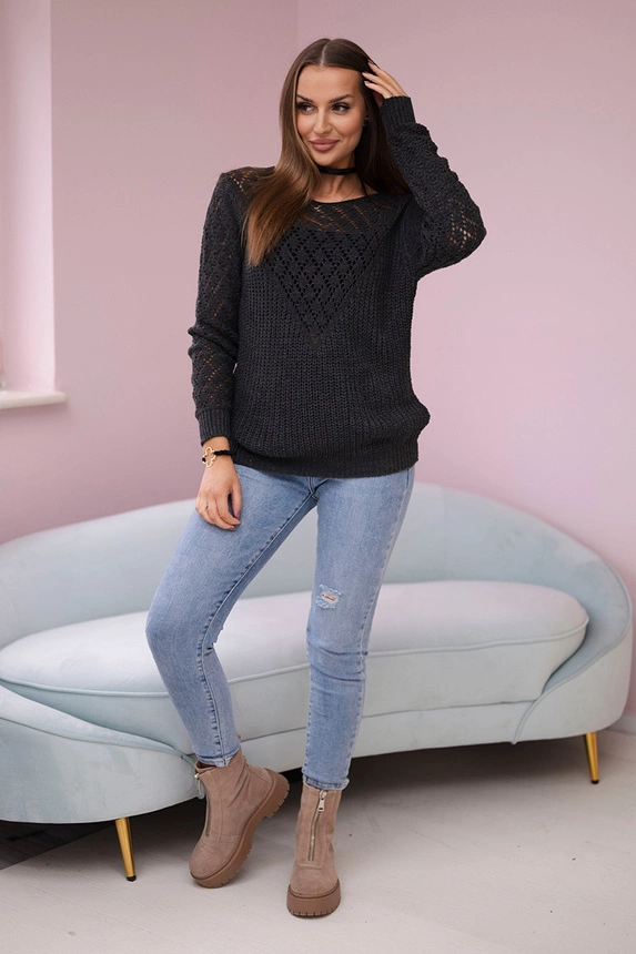 Openwork sweater dark graphite