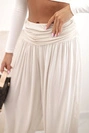 Women's viscose trousers with wide leg and ruffles beige