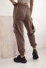Damen Baumwoll Cargo-Hose mit Taschen und Kette mocca