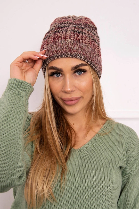 Melisa Fleecemütze K241 bordeaux+beige