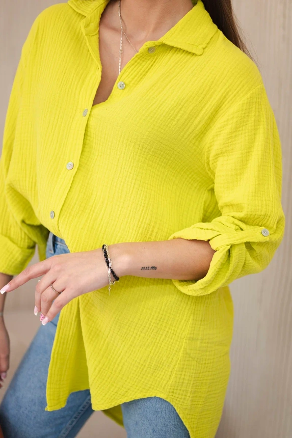 Cotton muslin shirt oversize kiwi