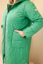 Kurtka damska Plus Size zimowa pikowana z kapturem jasno zielona