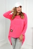 Sweatshirt mit langem Rücken und Kapuze rosa Neon
