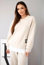 Women's set with a loose sweatshirt and sweatpants beige
