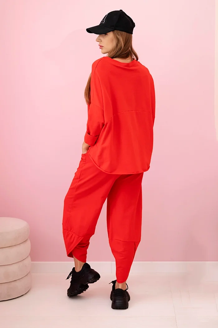 Cotton sweatshirt pants set red