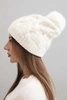 Women's winter wool hat with zirconia and pattern K455 mocha