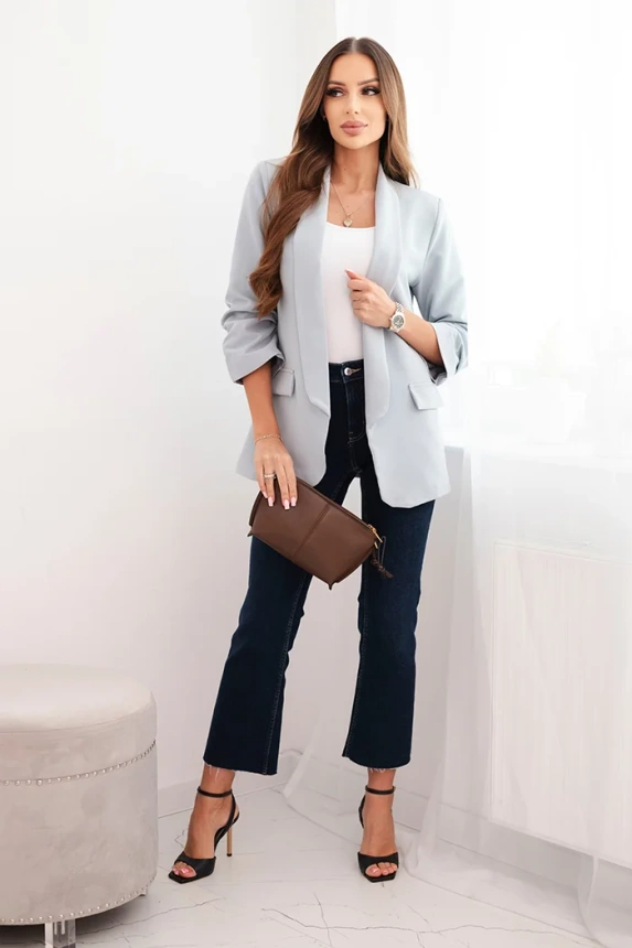 Women's unbuttoned blazer with lining S/M gray