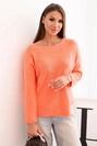 Women's viscose sweater with long sleeves and a round neckline salmon