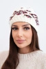 Women's winter hat with Norwegian pattern and thick weave K351 ecru + red