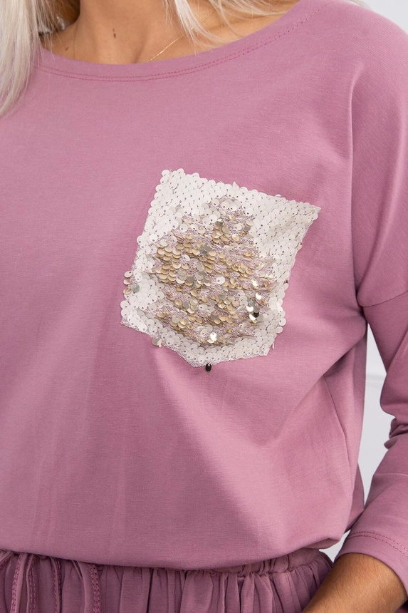 Dress with sequin pocket dark pink