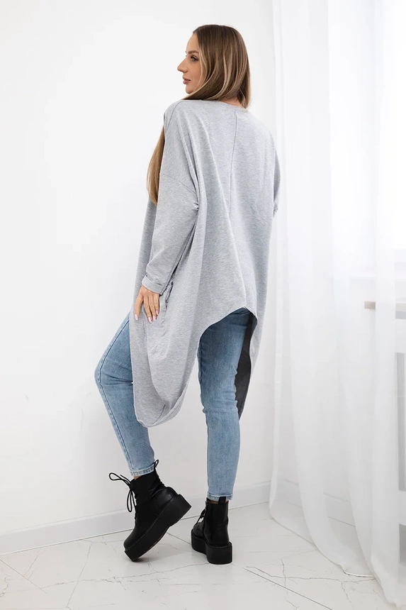Blouse with print oversize gray