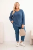 Damenpullover Plus Size mit Boot-Ausschnitt jeansblau