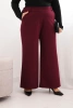 Damen Plus Size Hosen mit weitem Bein und Gürtel schokoladenfarben