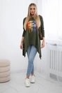 Oversize-Bluse mit Regenbogen-Lippendruck khaki
