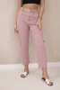 Trousers with wide belt dark pink