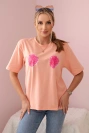 Baumwollbluse mit Blumenprint Aprikose