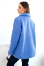 Women's jacket made of soft fleece with a denim collar brown