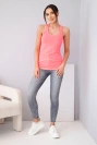 Women's sleeveless cotton top with a round neckline neon pink