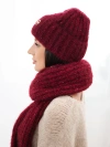 A set women's hat and long scarf burgundy