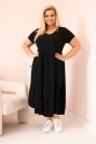 Dámske šaty plus size s krátkym rukávom a volánom z ľahkej viskózy čierna