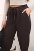 Elegante Damenhose mit hohem Bund und Bindegürtel braun