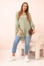 Cotton muslin shirt oversize light khaki