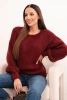 Women's sweater with a thick knit and wool and long sleeves maroon