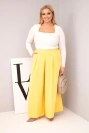 Damen Baumwollhose Plus Size mit weitem Bein und lockerer Passform gelb