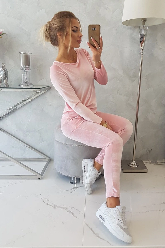 Veloursset mit Falz hinten puderrosa